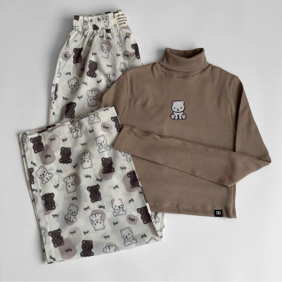 ست بلوز شلوار گربه قهوه ای