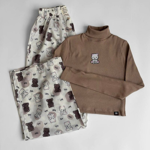 ست بلوز شلوار گربه قهوه ای