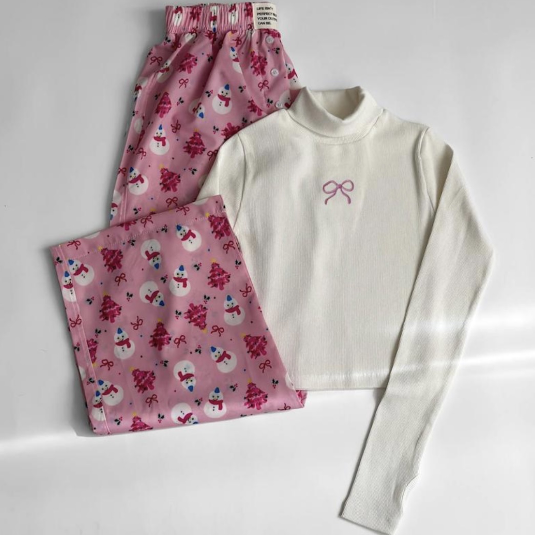 ست بلوز شلوار کریسمس صورتی