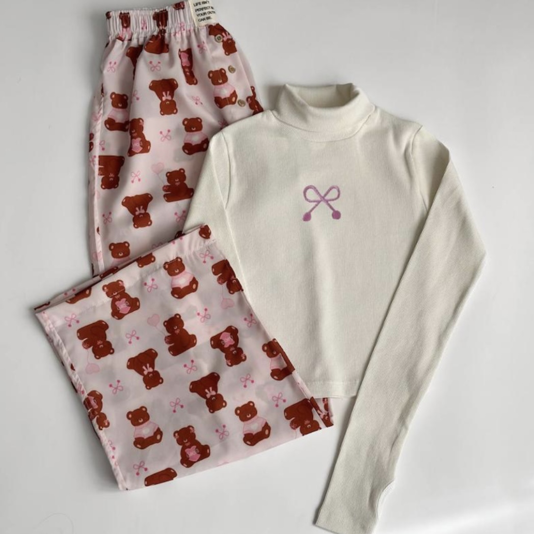 ست بلوز شلوار تدی پاپیون