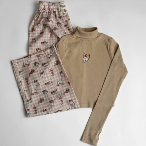 ست بلوز و شلوار پیشی چهارخونه