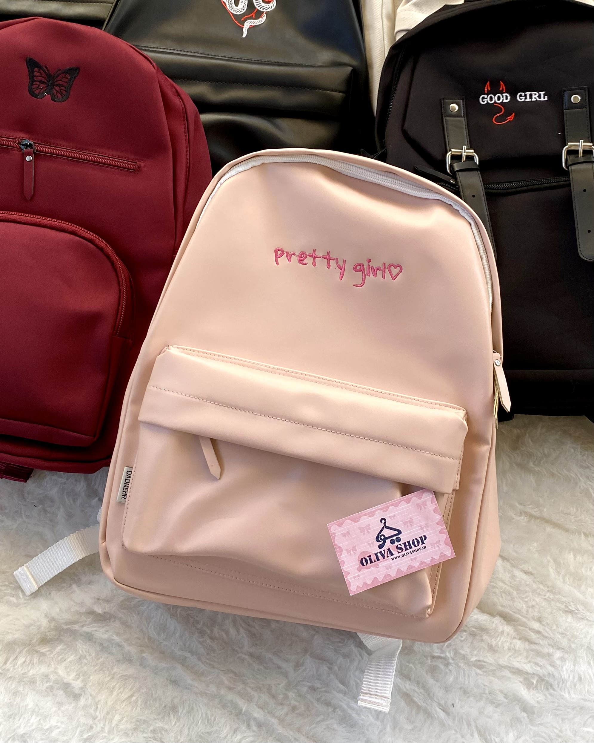 کوله چرم صورتی pretty girl