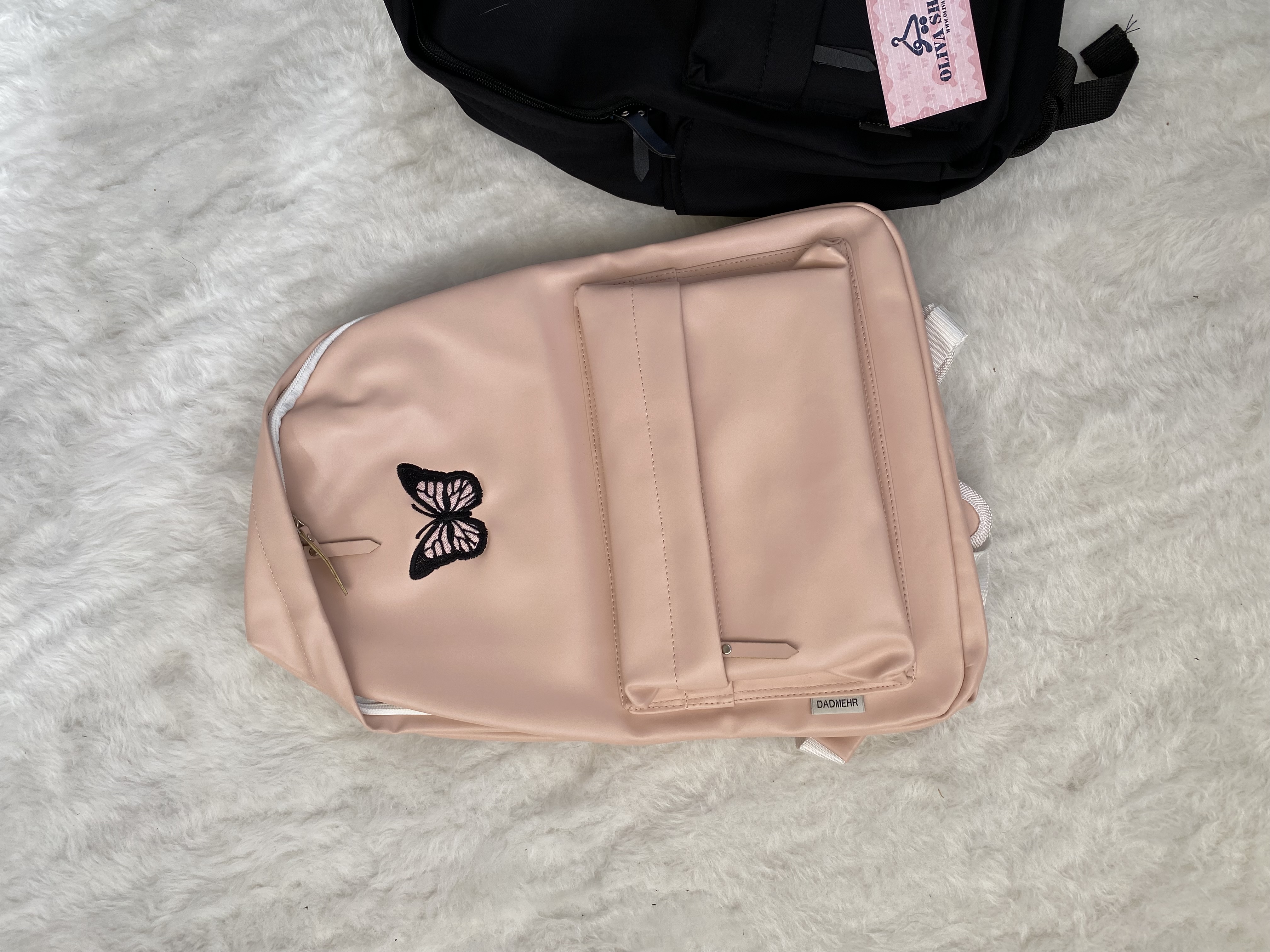 کوله چرم صورتی پروانه